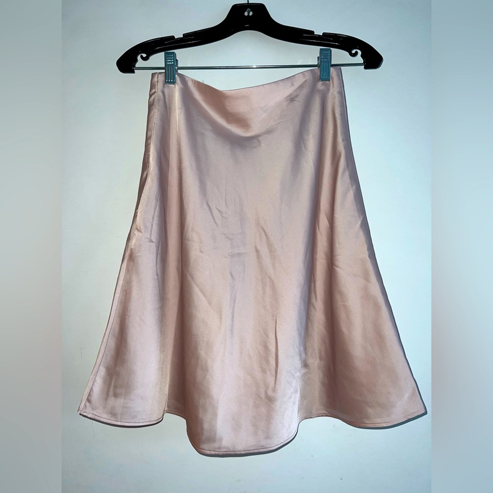 Express Blush Pink Satin A-Line Skirt